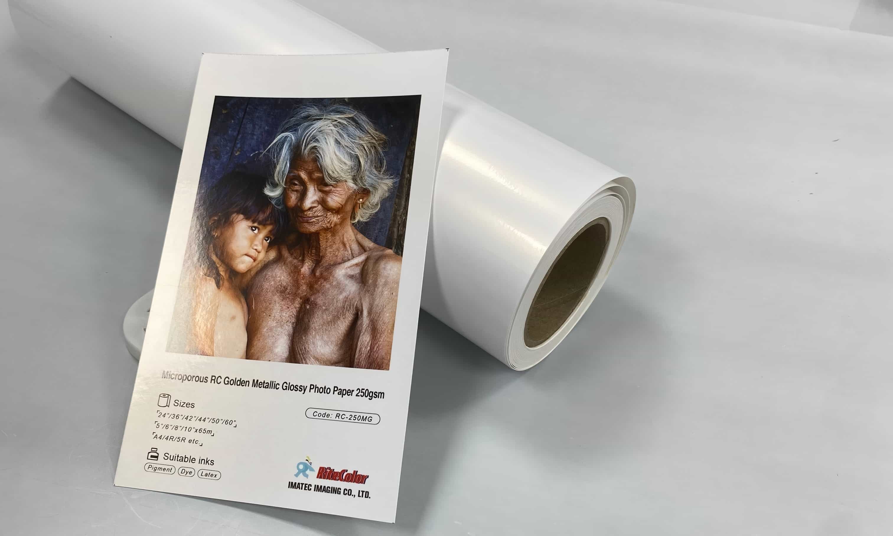 Golden metallic photo paper